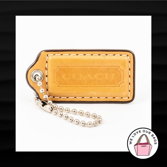 2" Medium COACH TAN BROWN LEATHER KEY FOB BAG CHARM KEYCHAIN HANGTAG TAG - Picture 1 of 2